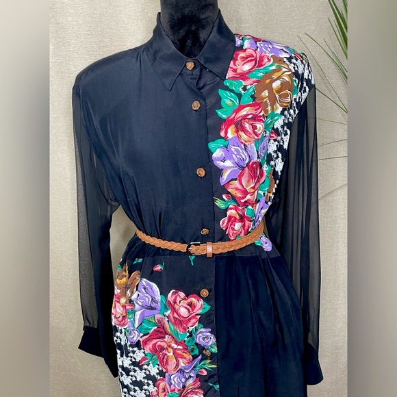 VINTAGE 80’s JKLA California Sheer Sleeve Blouse (L) - Picture 6 of 14